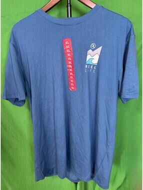 Reel Life Tee T Shirt Blue Short Sleeve Men's XL NEW NWT!